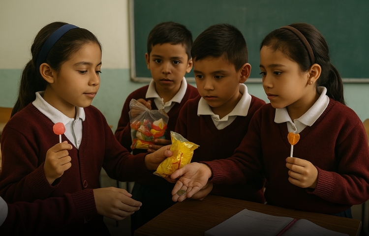 Niños eluden la prohibición y venden comida chatarra en escuelas