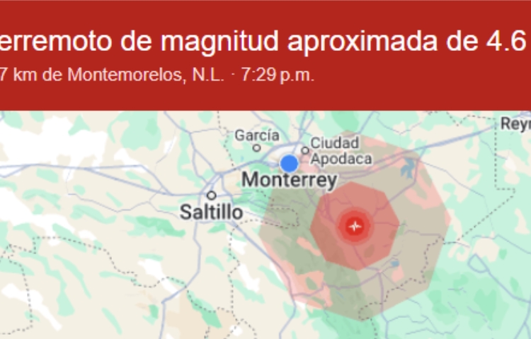 Reportan temblor en el área metropolitana de Monterrey