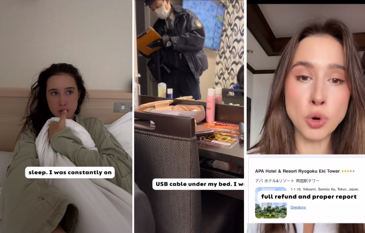Influencer descubre a un hombre escondido bajo su cama en hotel de Tokio