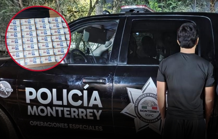 Detienen a menor con más de 24 mil pesos en billetes falsos en el Centro de Monterrey