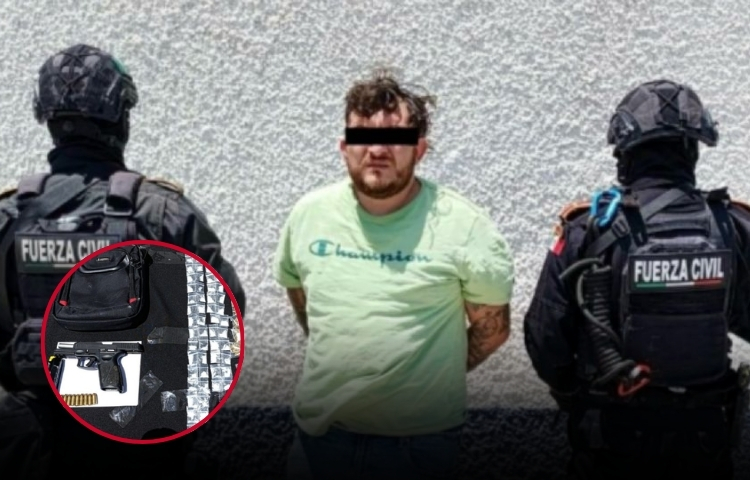 Detienen a hombre con arma y más de 100 dosis de droga en Apodaca