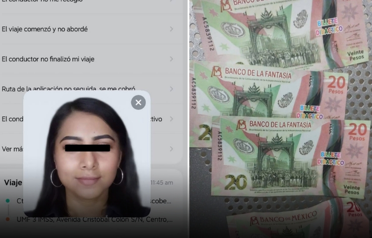 Pasajera recibe billetes falsos tras viaje en taxi Didi; conductora huye