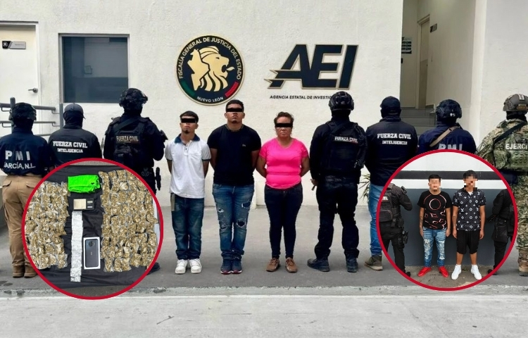 Fuerza Civil arresta a cinco sospechosos con droga en el municipio de García