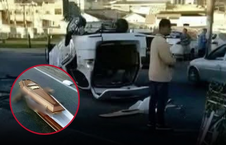 Percance vial en Hermosillo deja cuerpo expuesto tras volcadura de carroza fúnebre