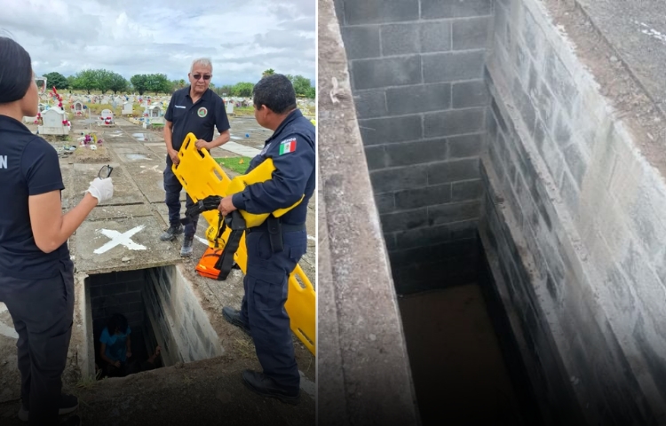 Joven de 19 años sufre caída de tres metros en panteón de Marín