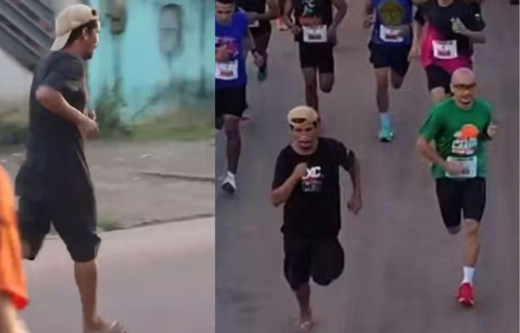Con chanclas y en estado de ebriedad, hombre completa carrera y recibe medalla