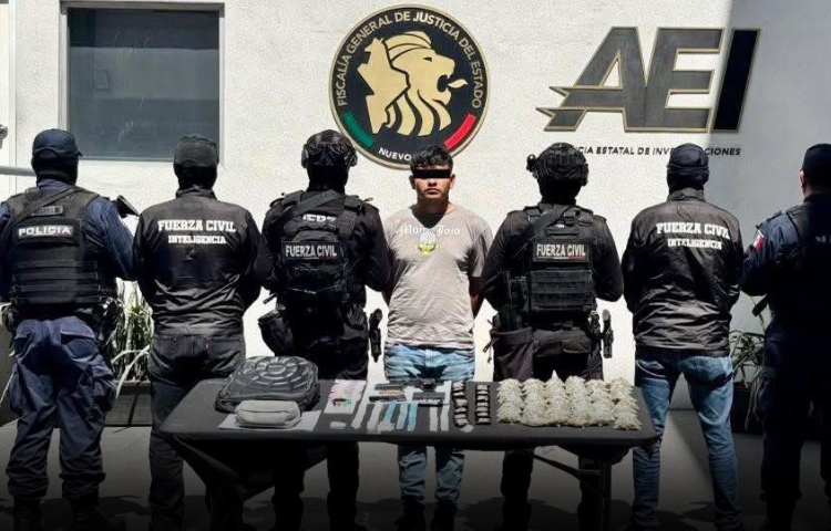 Detienen en Apodaca a joven armado con droga y orden de aprehensión vigente