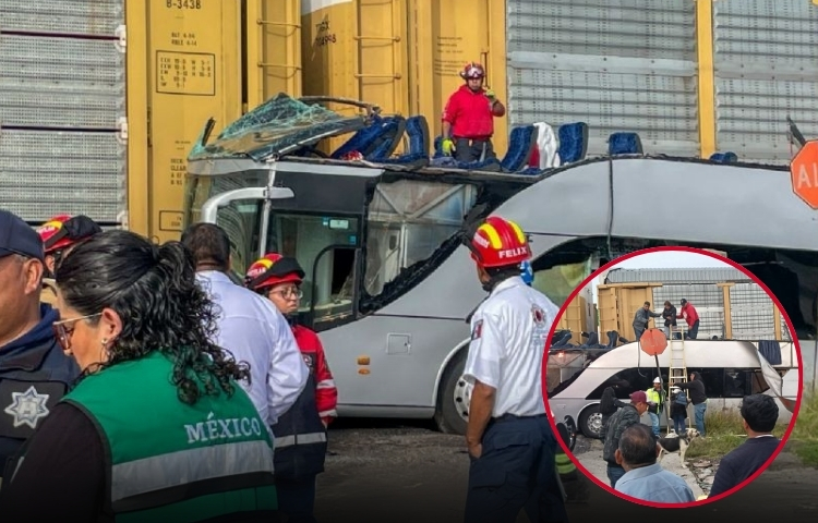 Tragedia en Atlacomulco: Tren de carga arrolla camión de pasajeros; 10 muertos y 40 heridos