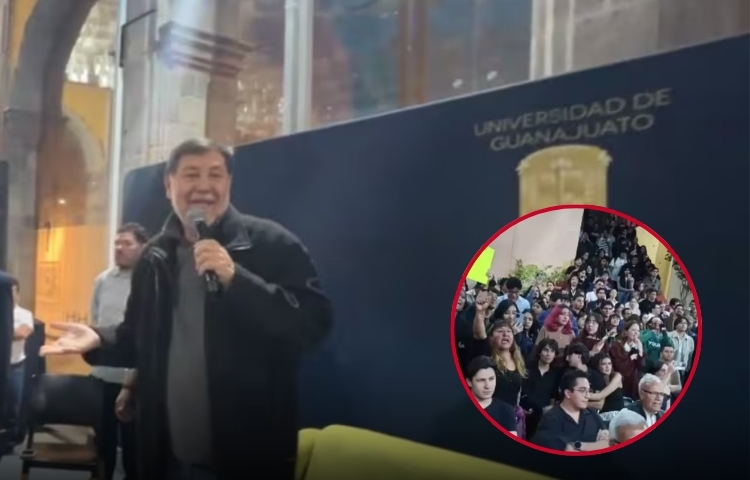 Estudiantes de la UG confrontan a Noroña entre gritos de “¡fuera, fuera!”