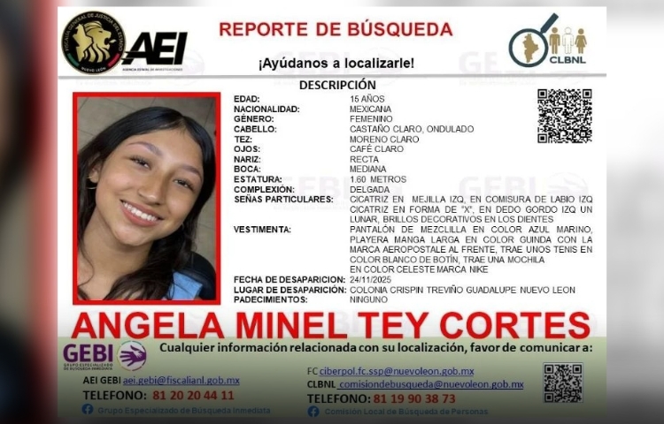 Activan búsqueda por Ángela Minel, estudiante que desapareció rumbo a la prepa