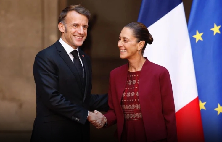 Claudia Sheinbaum recibe a Emmanuel Macron en visita oficial a México