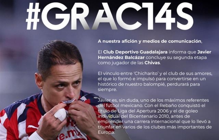 Chivas anuncia la salida de Javier ‘Chicharito’ Hernández