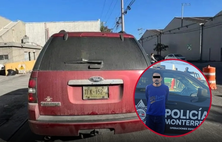 Arrestan a conductor con placas de papel en Monterrey