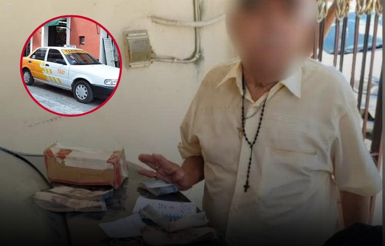 Conductor de taxi regresa cangurera con 300 mil pesos a adulto mayor