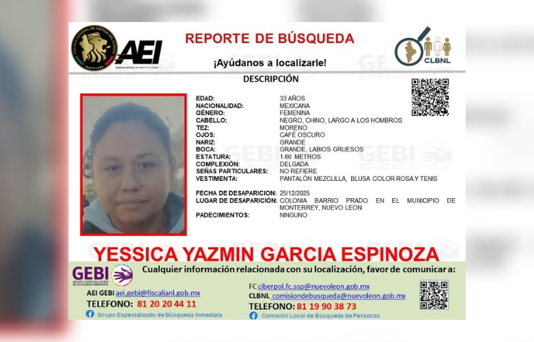 Buscan a mujer con síndrome de Down desaparecida desde Navidad en Monterrey