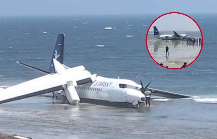 Aeronave pierde control al despegar y se accidenta en playa de Mogadiscio